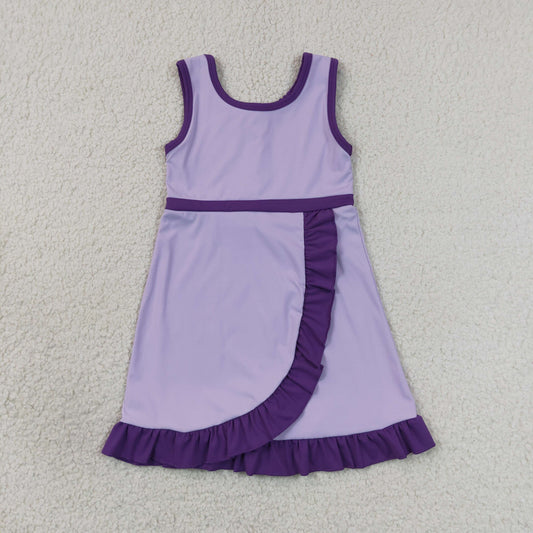 solid purple ruffle athletic dress