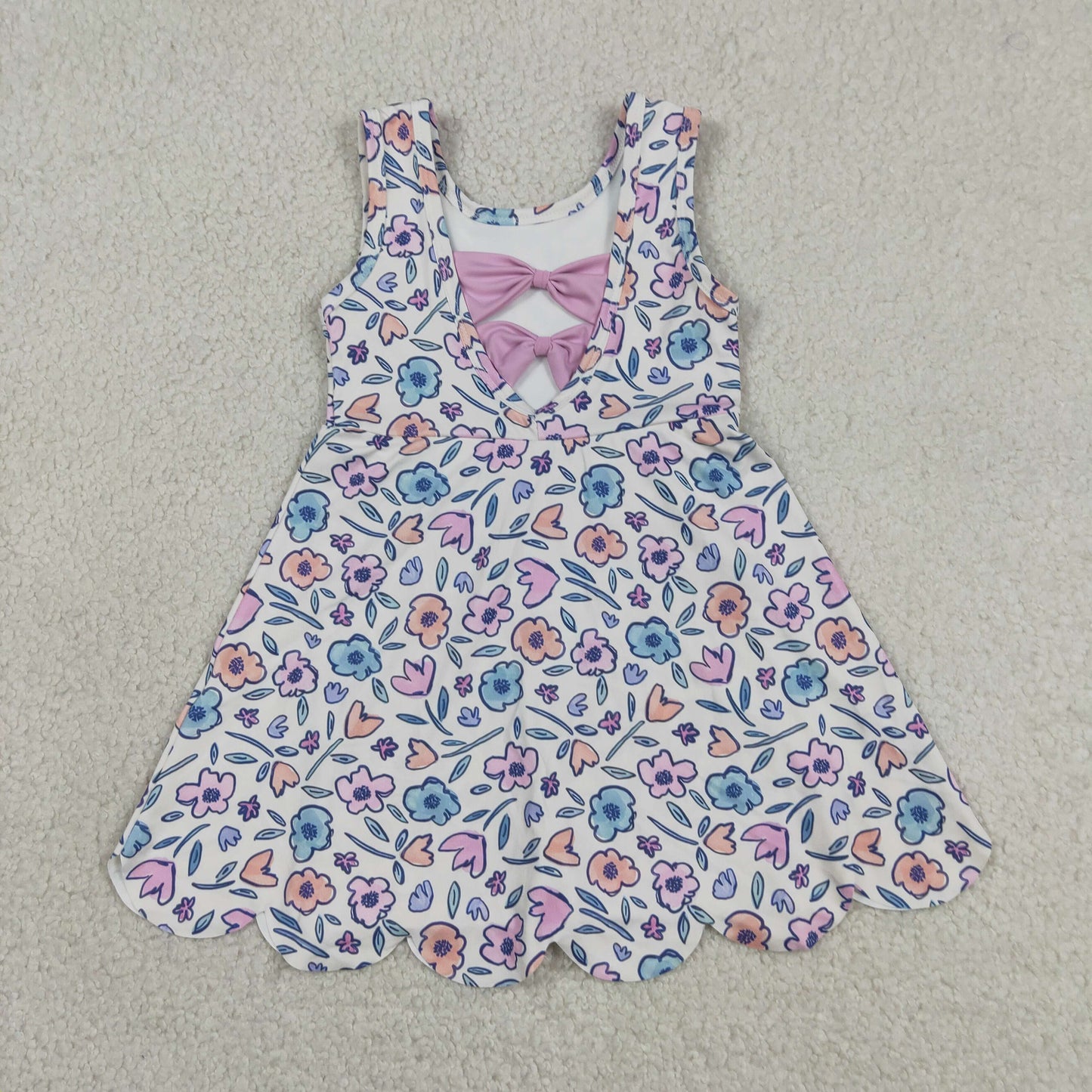 sleeveless floral scallop athletic dress