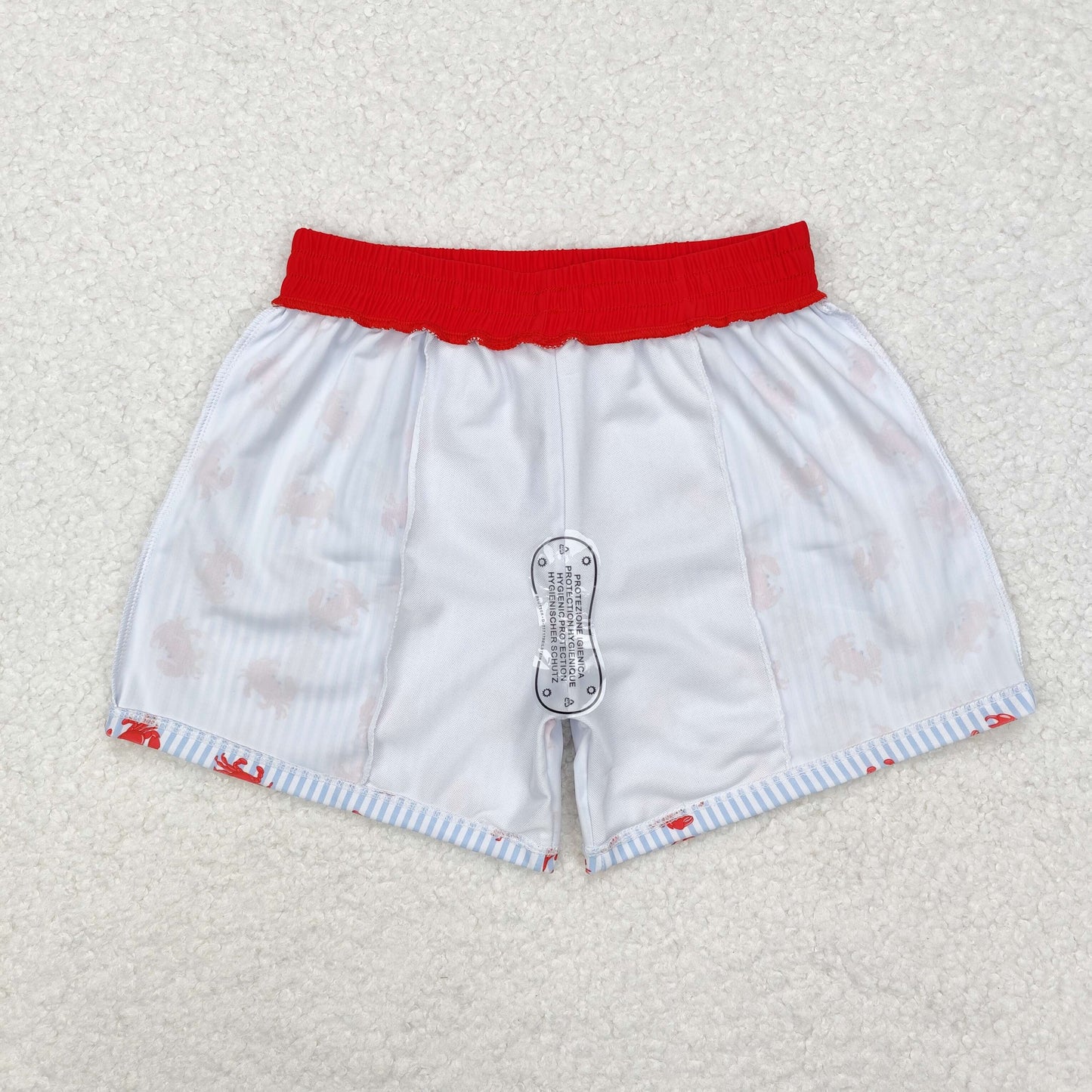 baby boy red crab print trunks swimsuit