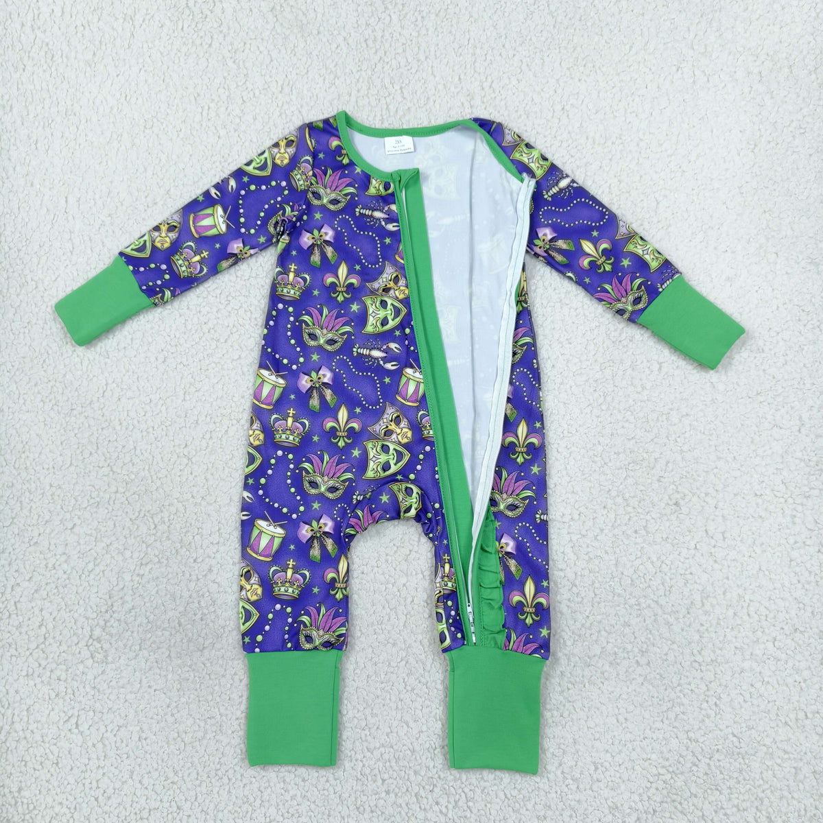 mardi gras baby zippy pjs