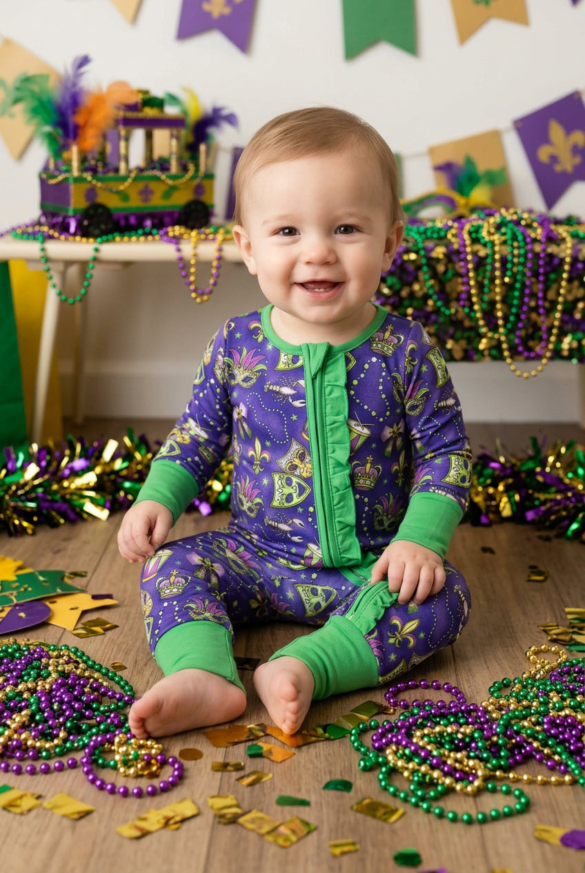 mardi gras baby zippy pjs