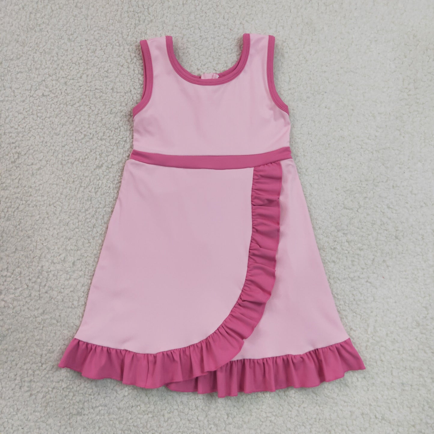 solid pink ruffle athletic dress