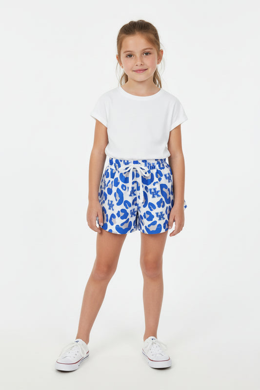 SS0812 kids UK blue leopard athletic butterfly shorts