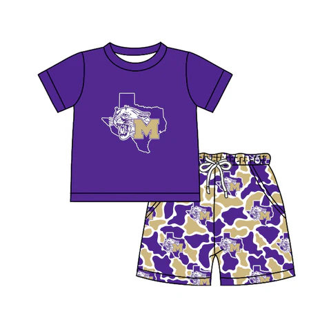 Custom MOQ 5 texas camo team boy shorts set