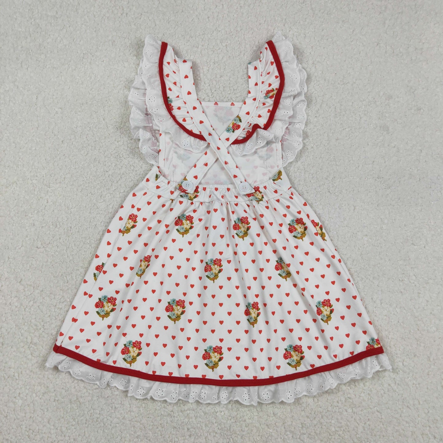 red heart ruffle dress with pocket