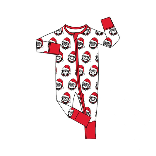Custom Baby Infant Bulldogs Team Christmas Zipper Footie Rompers D 8.13