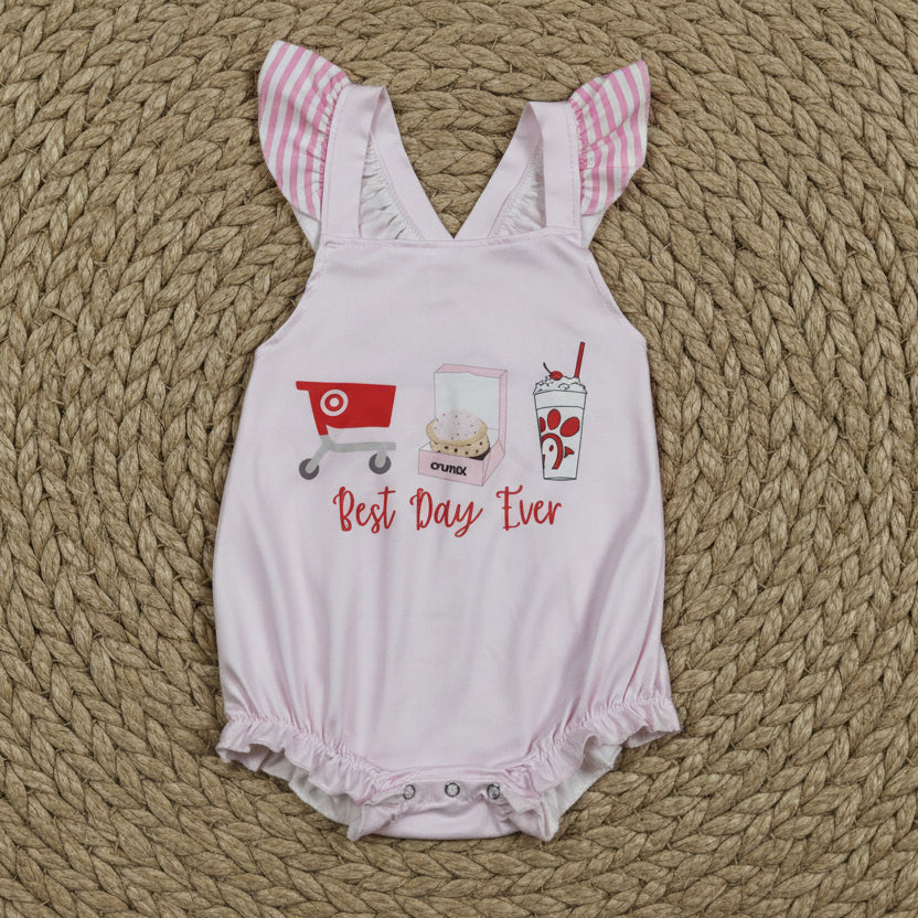 SR3780 best day ever cross back bubble romper baby clothes