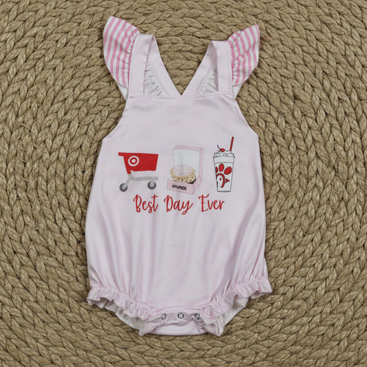 SR3780 best day ever cross back bubble romper baby clothes