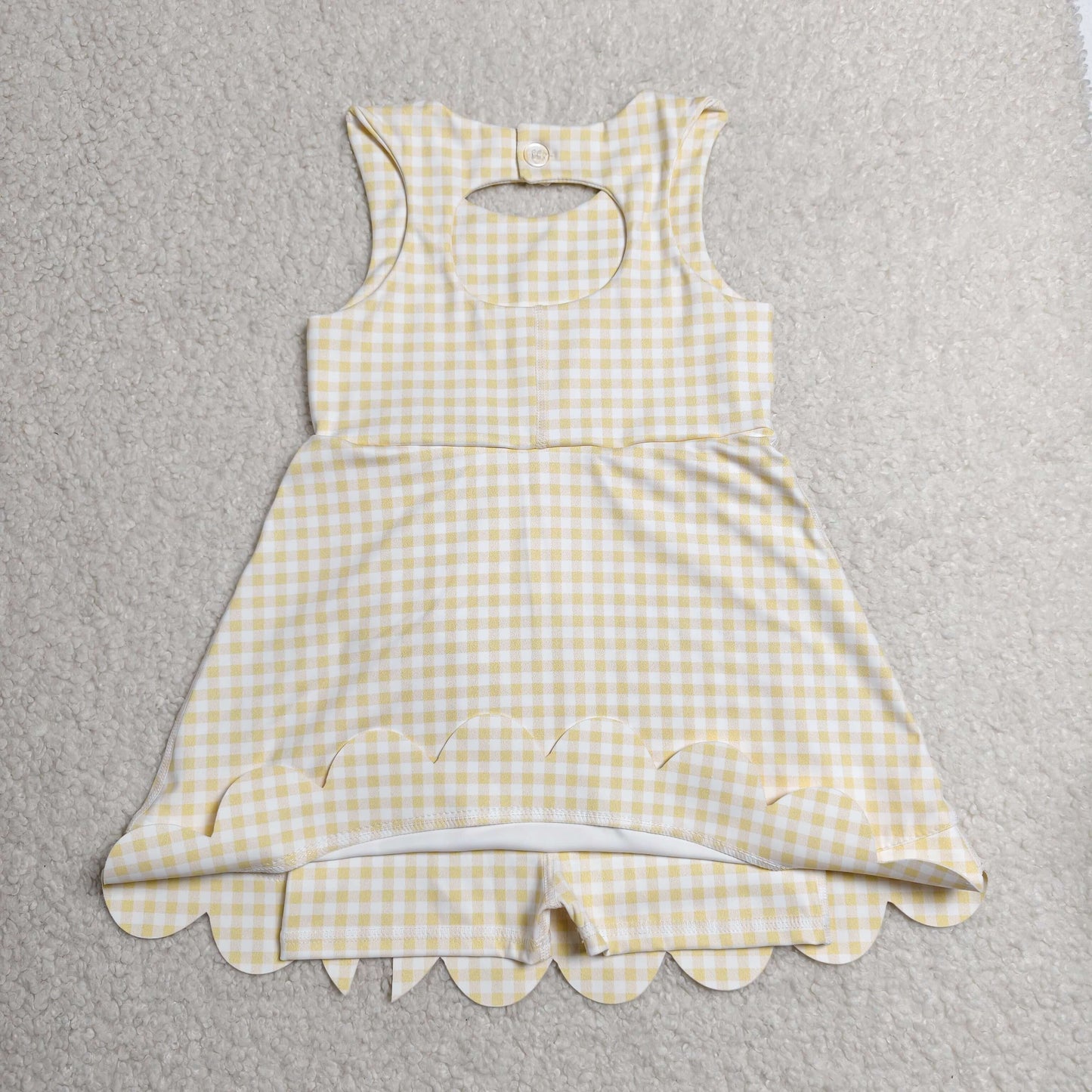 yellow gingham bow scallop athletic dress