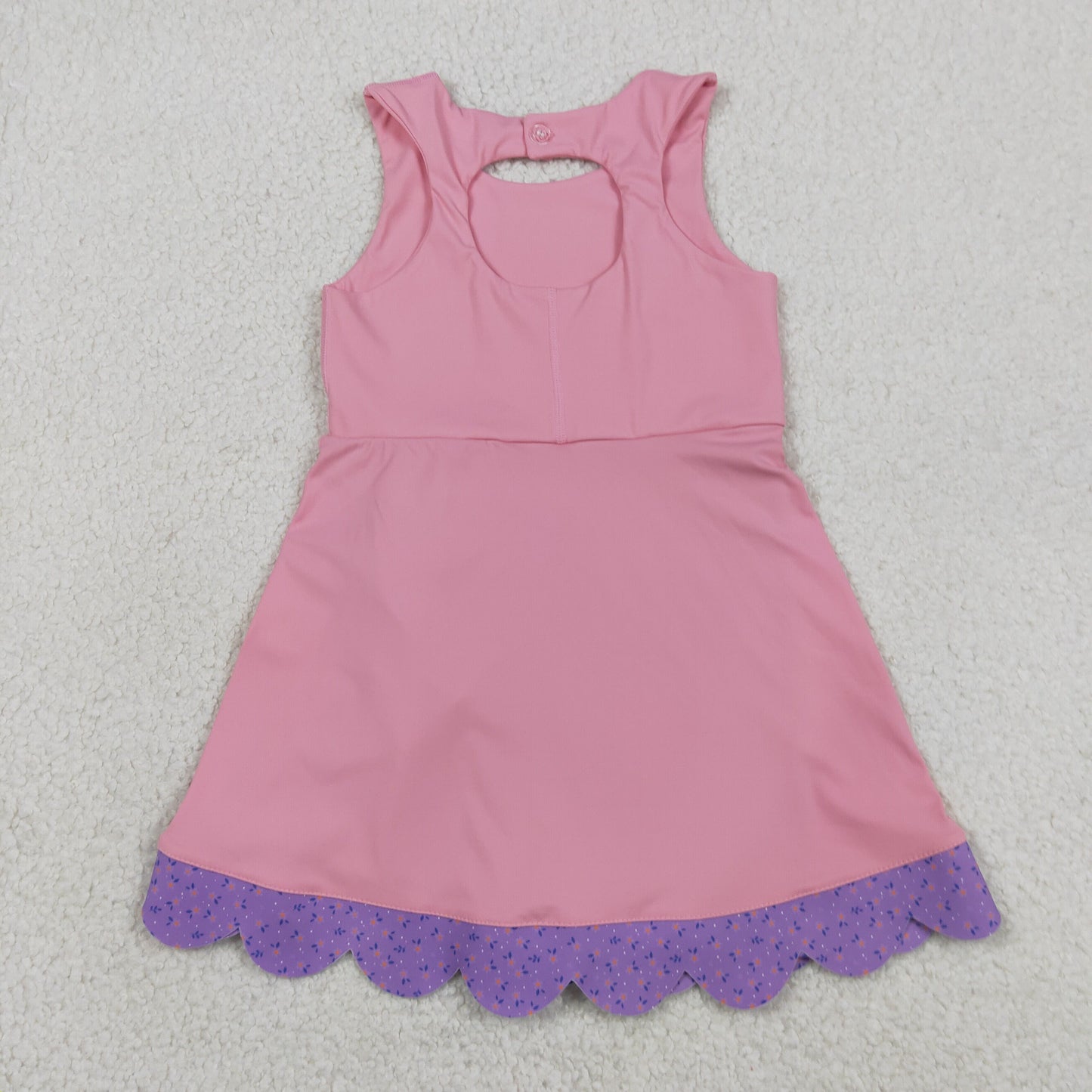pink sleeveless athletic scallop dress