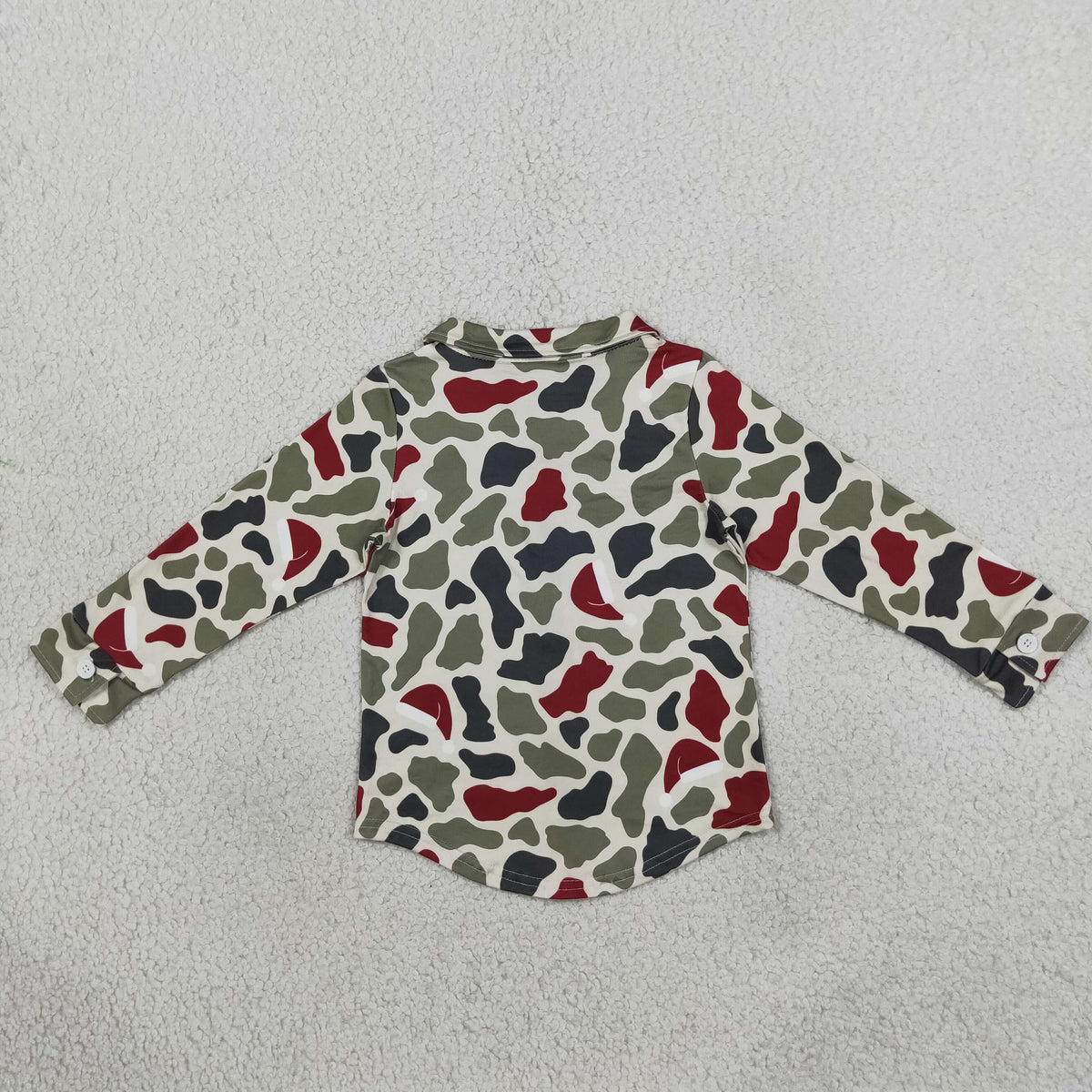 Christmas red green camo button down shirt boy clothes