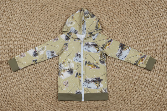 gone fishing long sleeve full zip hoodie kids clothing