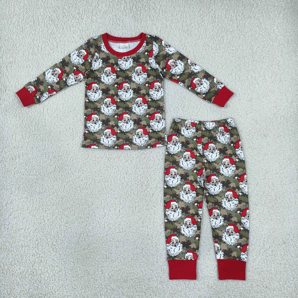 christmas camo with santa print two pieces boy pajamas