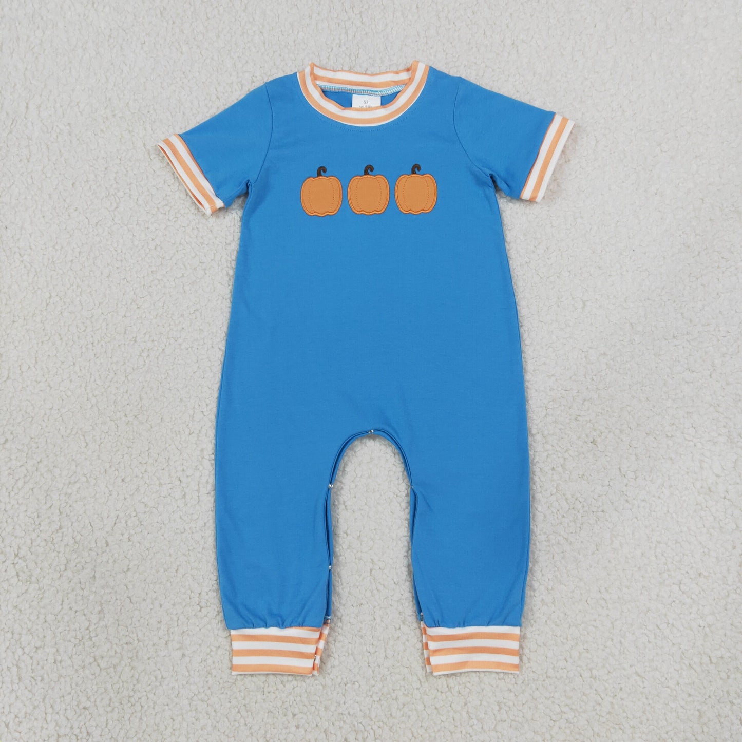 blue romper with embroidery pumpkin baby clothing