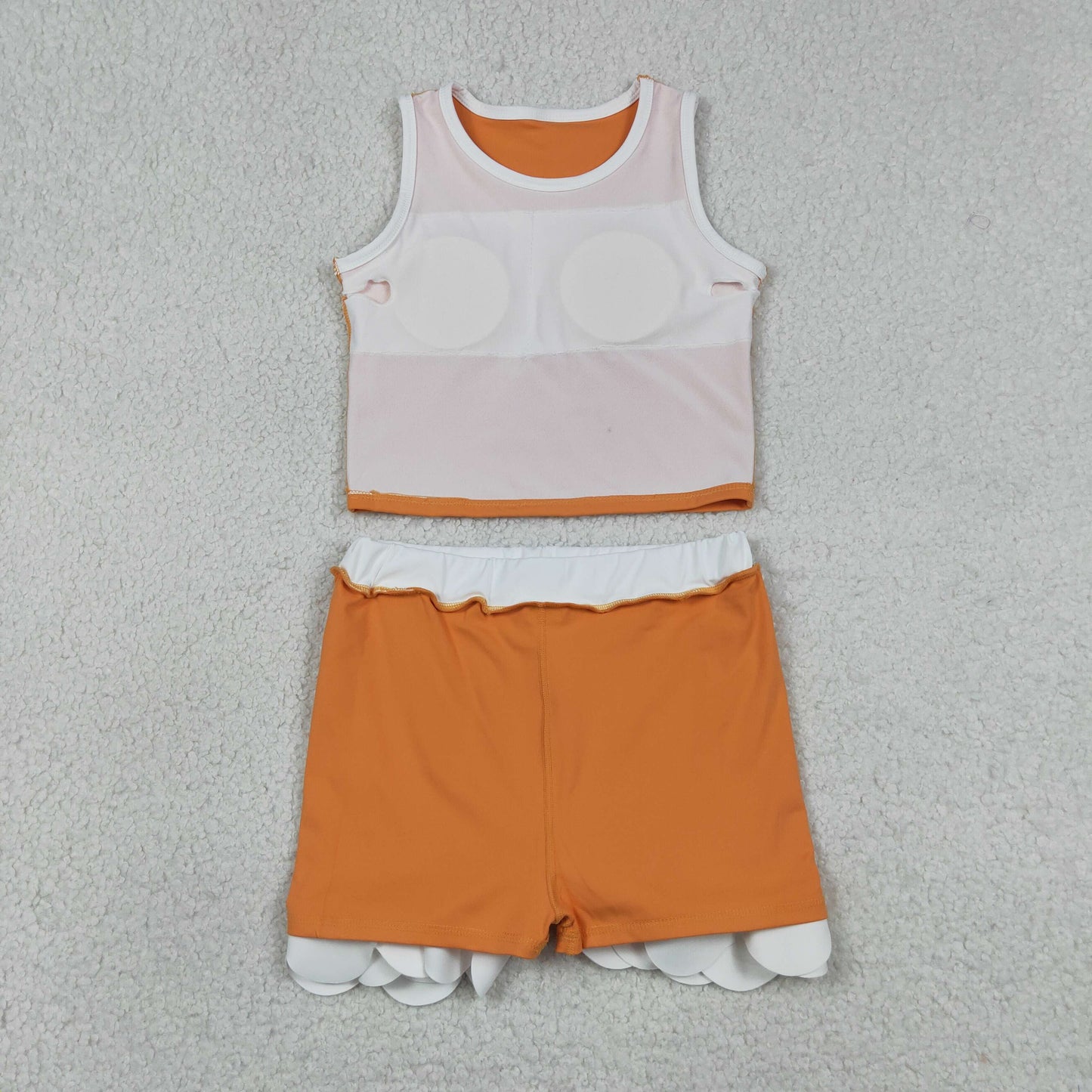 solid orange white scallop athletic skort outfit girls clothes