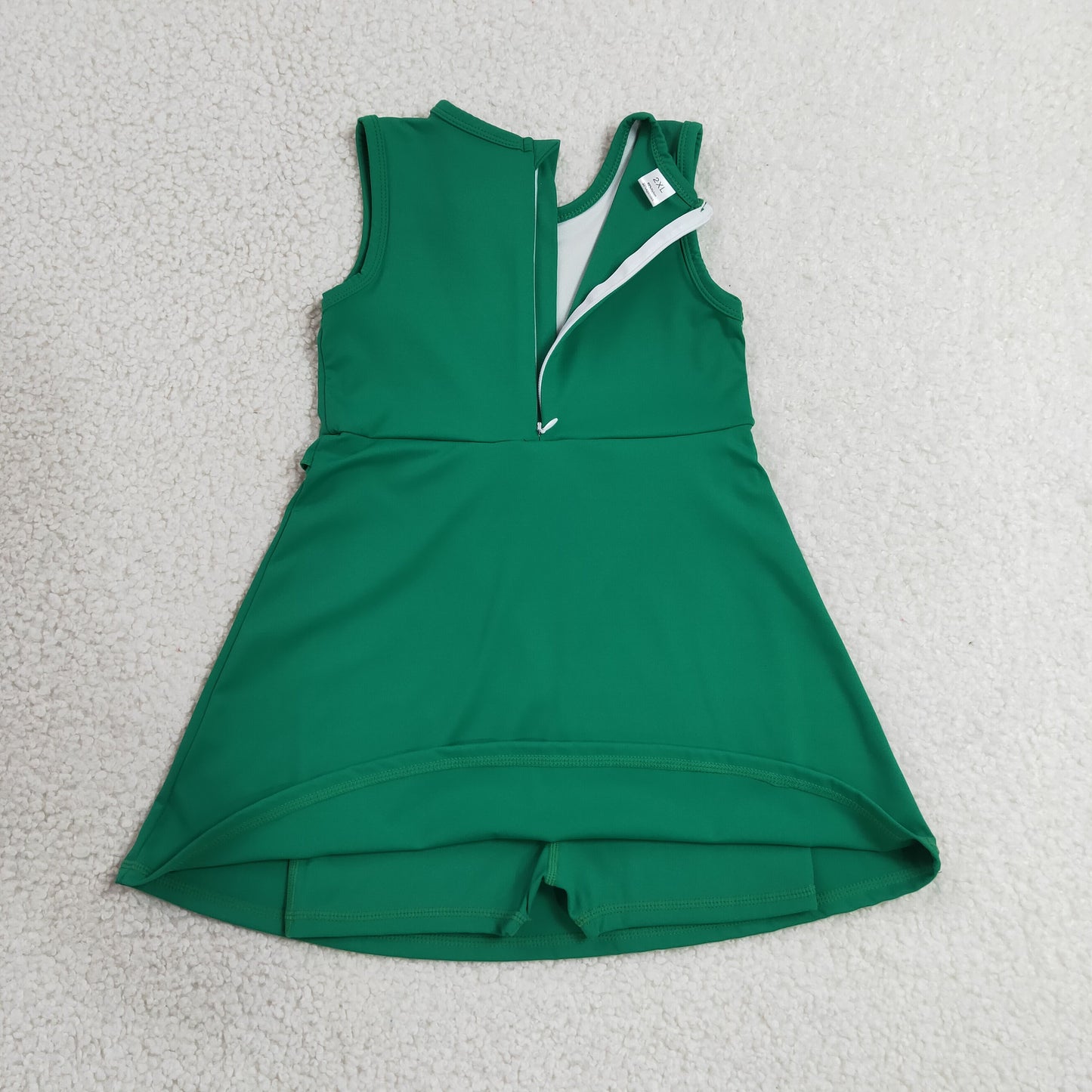 sleeveless solid green athletic dress