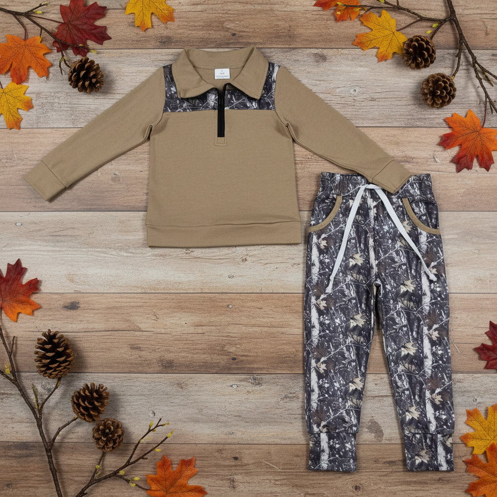 camo zip up pullover joggers outfit boys clothing