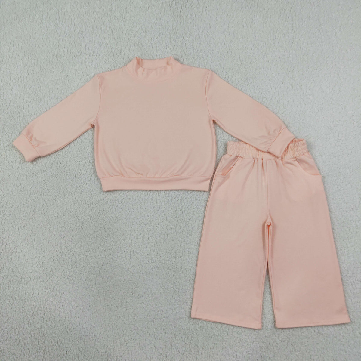 cotton peach sweatershirt wide leg pants set girl clothing