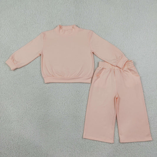 cotton peach sweatershirt wide leg pants set girl clothing