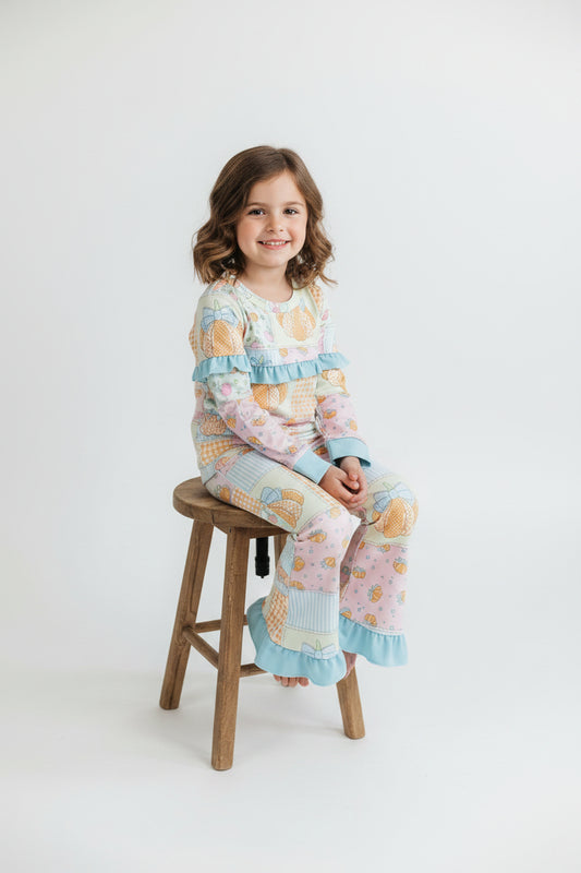 long sleeve pumpkin patchwork belle outfit