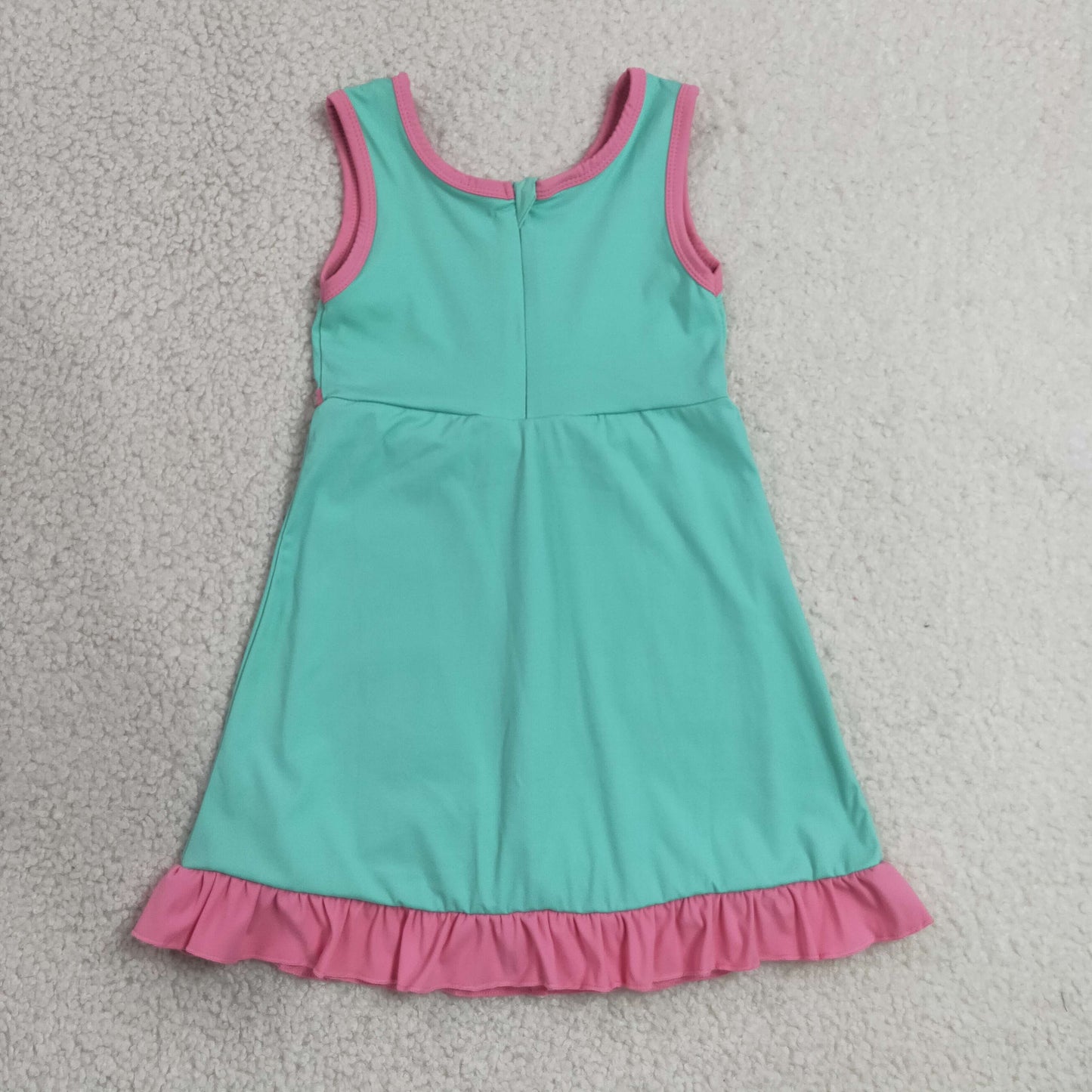 solid teal abd pink ruffle athletic dress