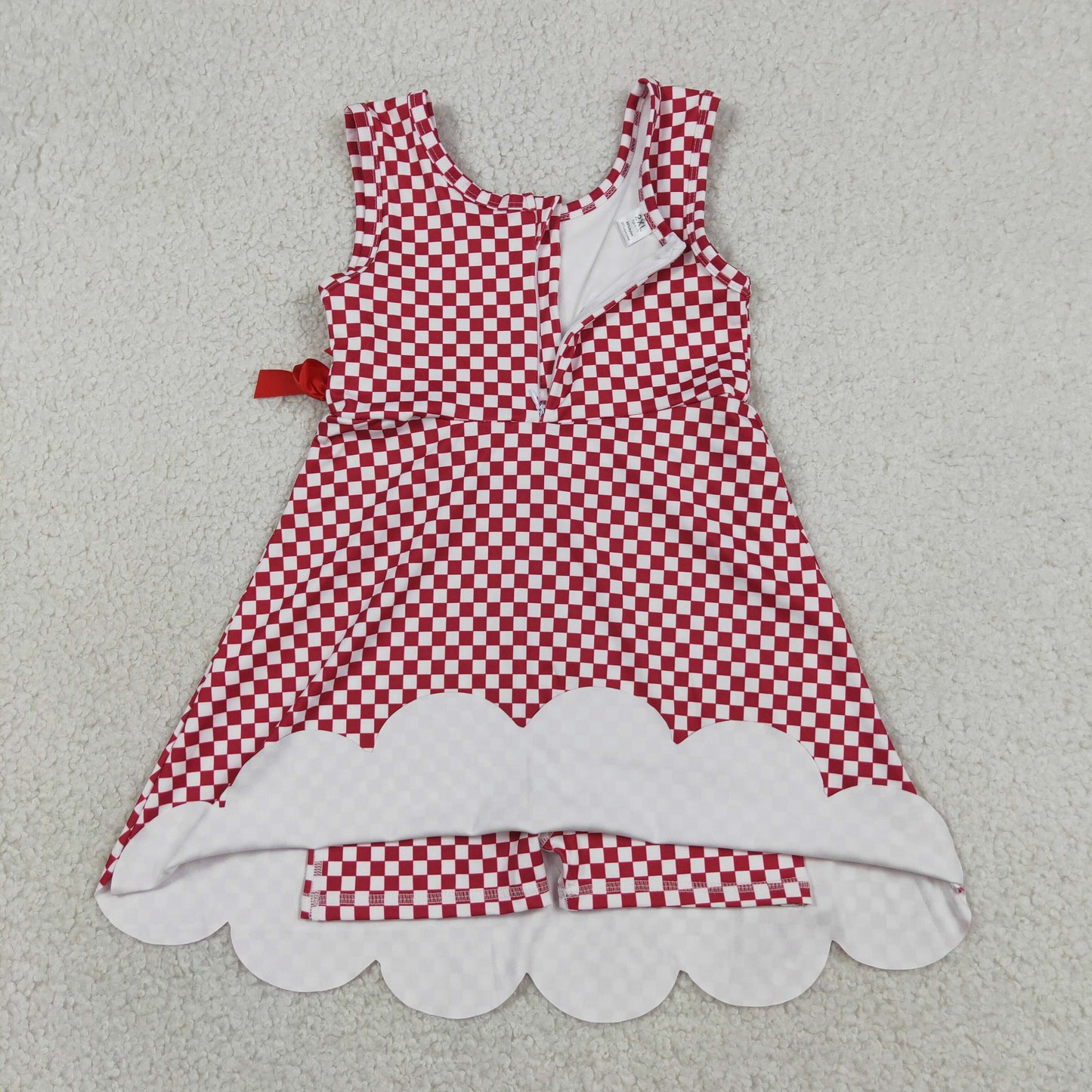 red gingham scallop athletic dress