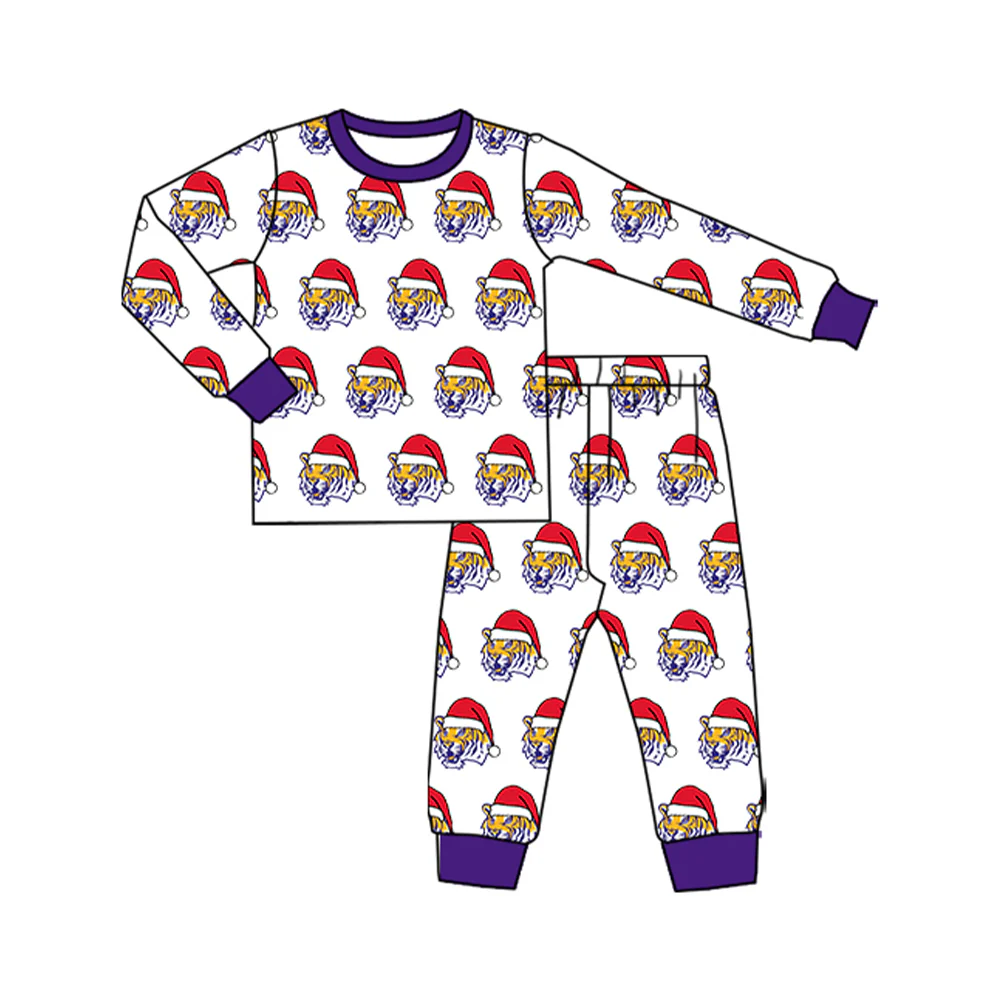 Custom Baby Kids LSU Tiger Team Christmas Top Pants Lounge Wear Pajamas Sets  D 8.13