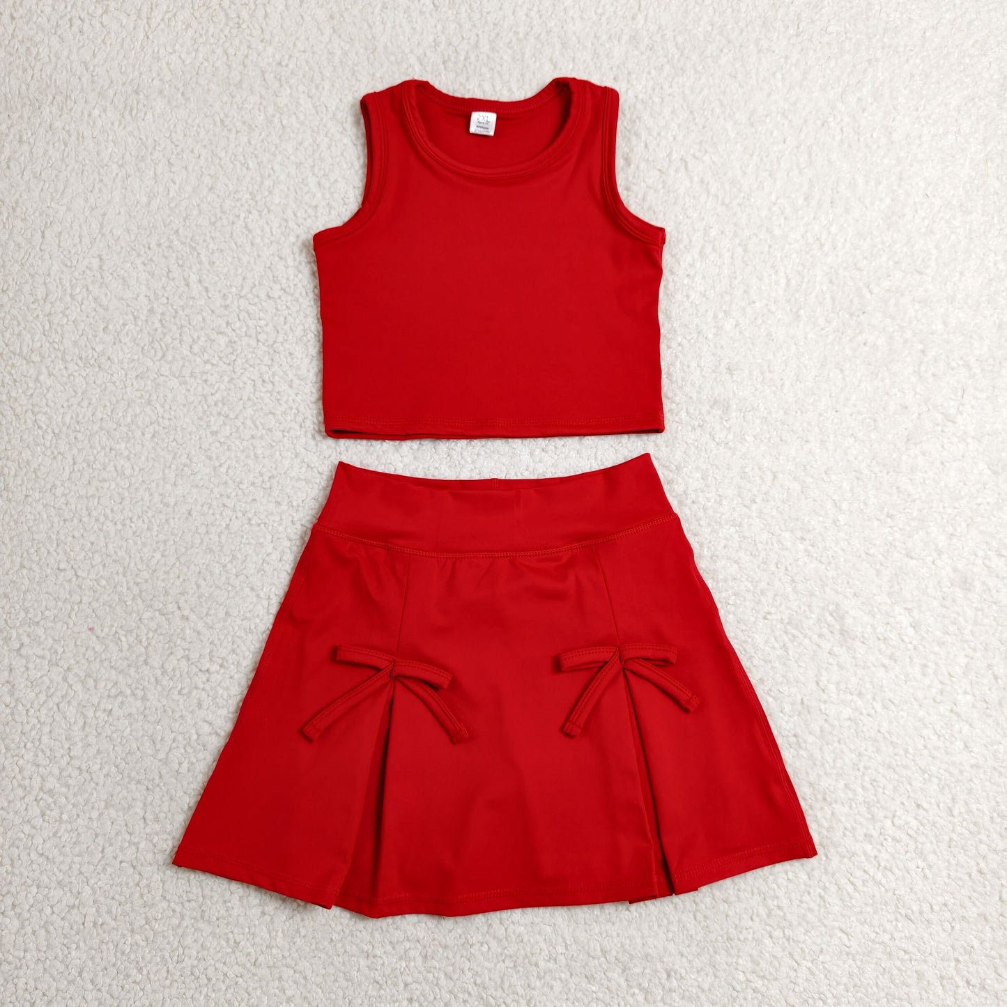 solid red athletic skort outfit girls clothes