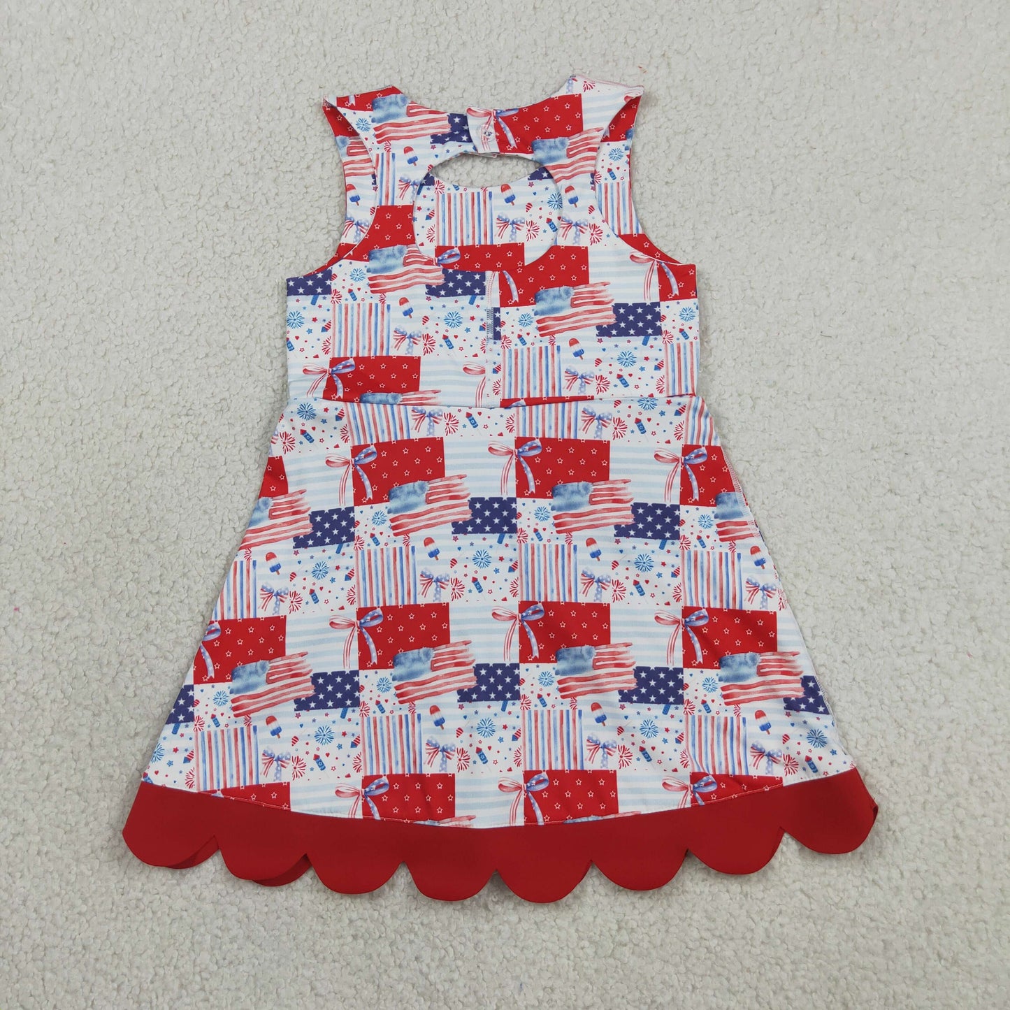 patriotic flag patchwork bow athletic scallop dress