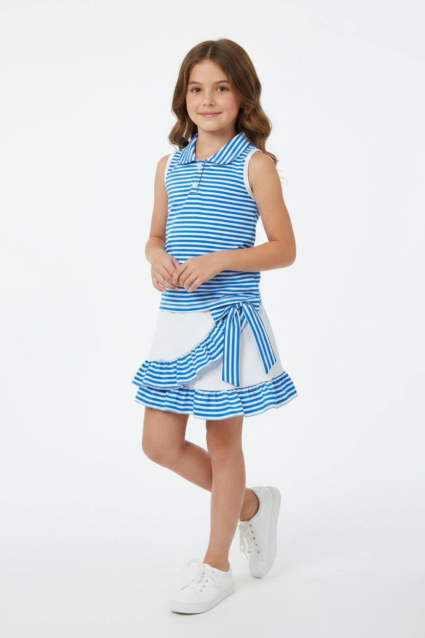 blue ruffle bow skort athletic outfit girls clothes