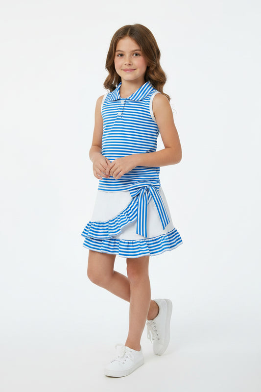 blue ruffle bow skort athletic outfit girls clothes
