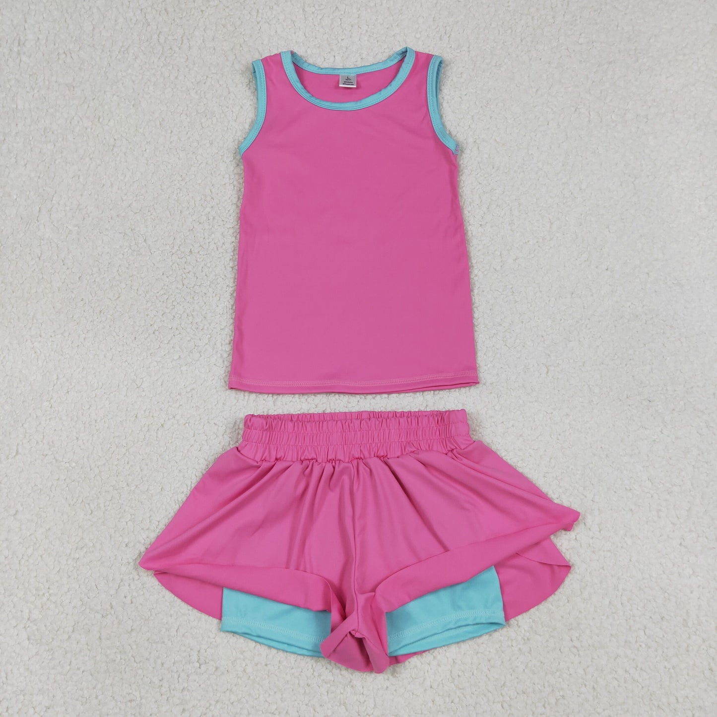 solid pink blue athletic butterfly shorts set toddler girl clothing