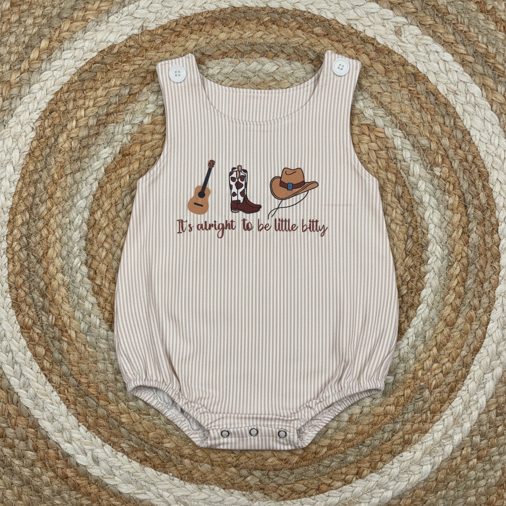 SR3335 it's alright to be little bitty striped bubble romper baby boy clothes