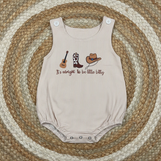 SR3335 it's alright to be little bitty striped bubble romper baby boy clothes