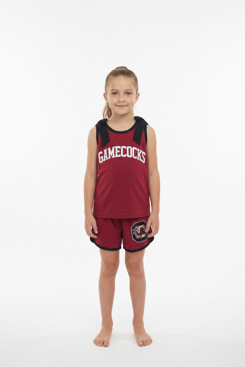 digital print team gamecocks dark red bow shorts set girl clothing