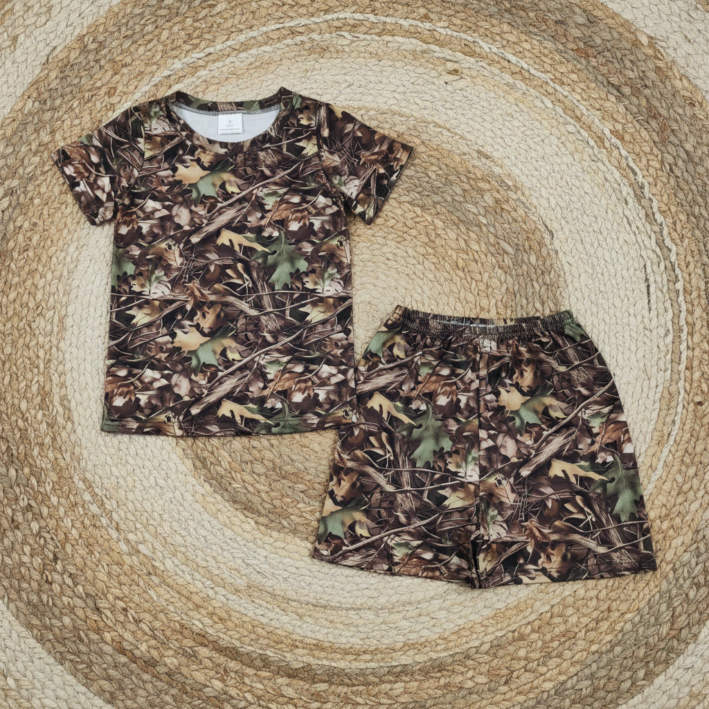 camo shorts set summer girl clothing