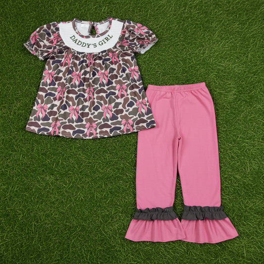 embroidered daddy's girl pants set father's day girl clothing