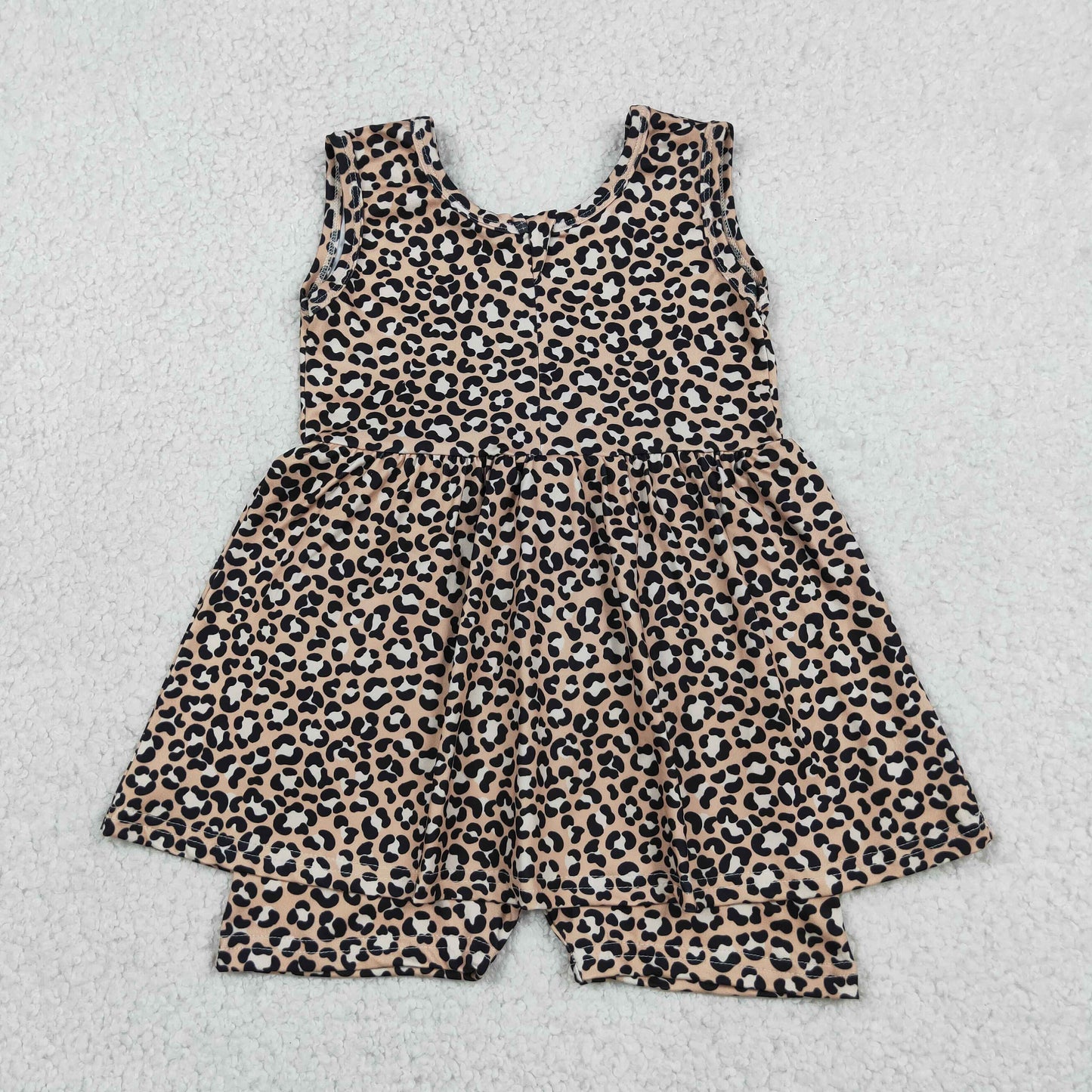 SR3070 sleeveless leopard playwear romper