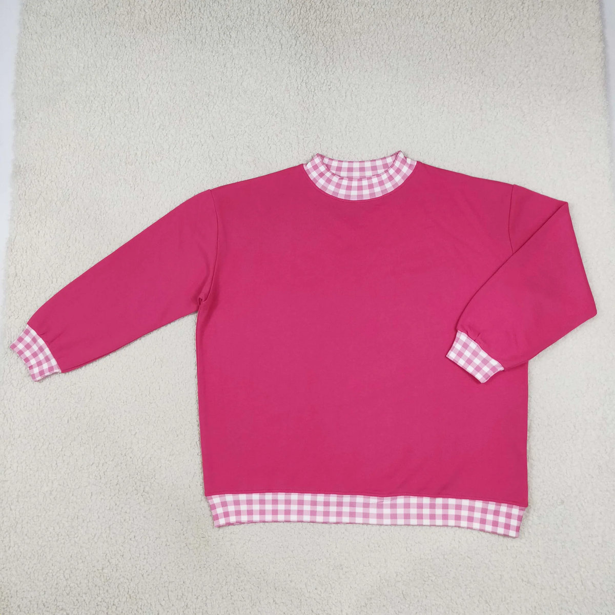 Adult long sleeve cotton gingham sweatshirt