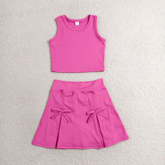 solid hot pink athletic skort outfit girls clothes