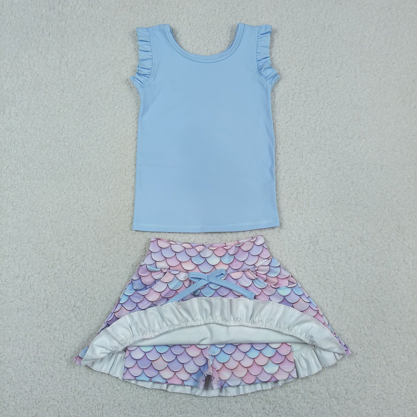 blue top mermaid skort athletic outfit girls clothes