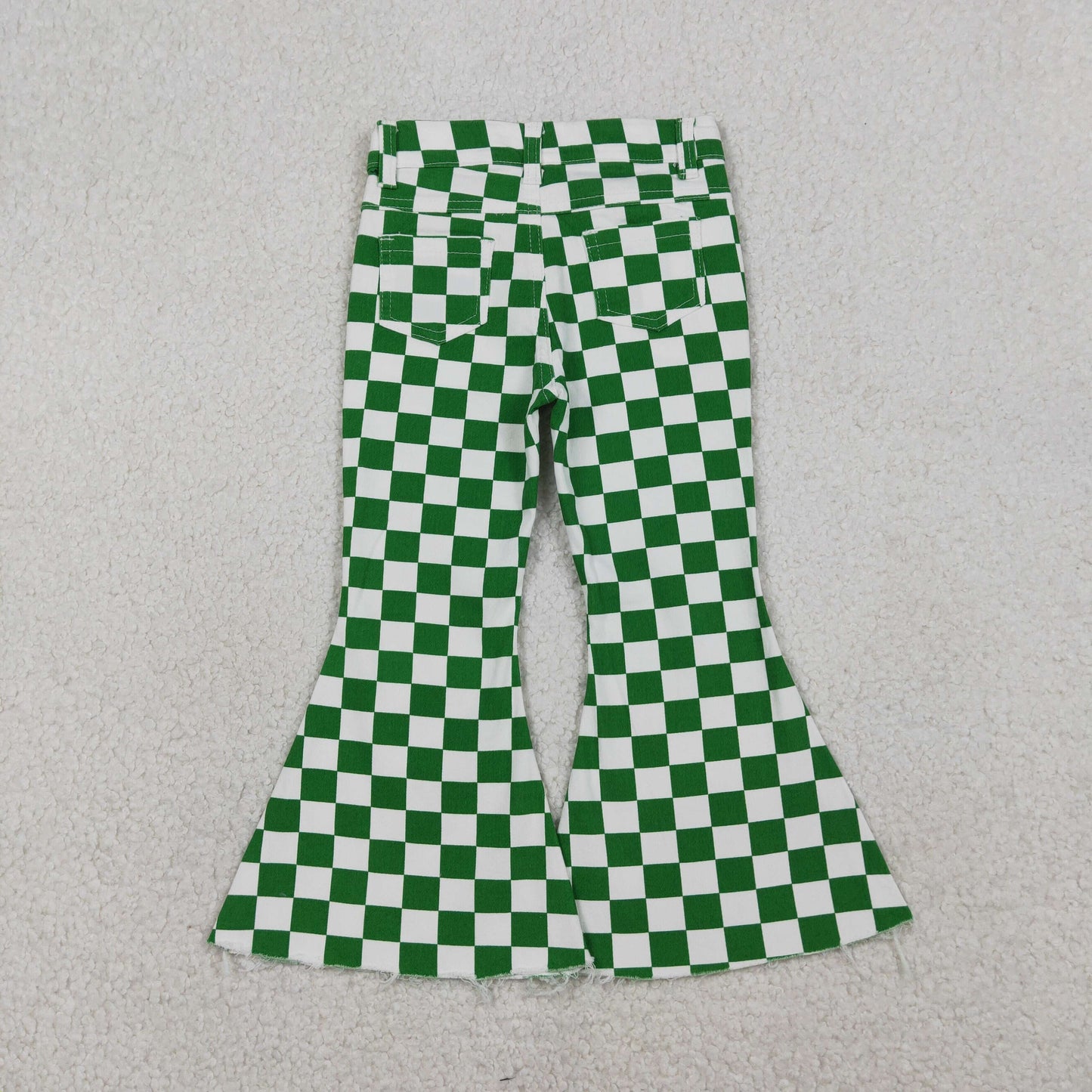 green checkered denim pants baby girl jeans