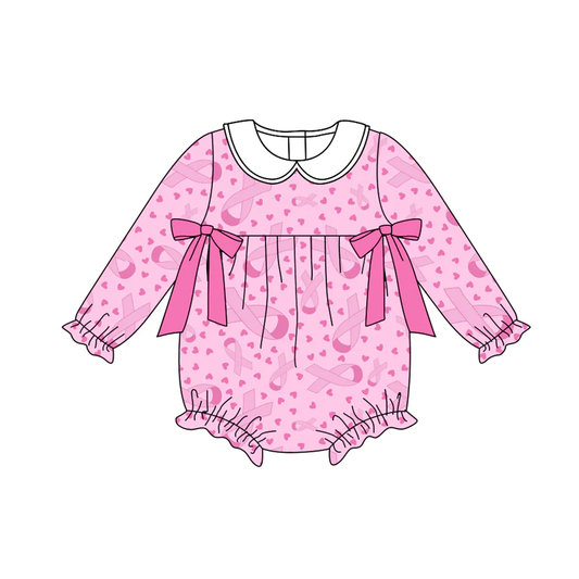 Custom Baby Girls Wear Pink In Oct Bows Rompers D 8.13