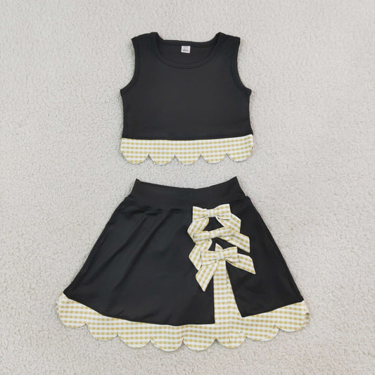 black gold gingham scallop athletic skort outfit girls clothing