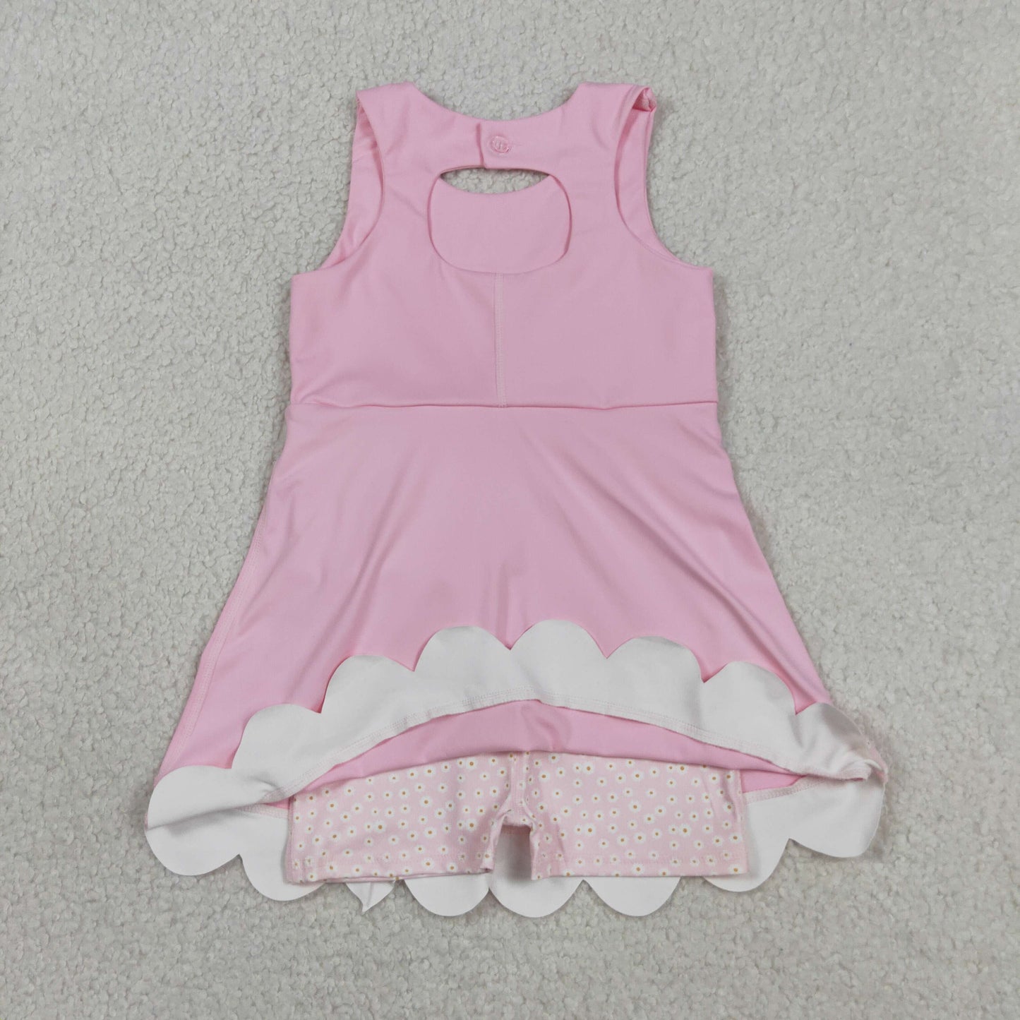 sleeveless scallop pink bow athletic dress