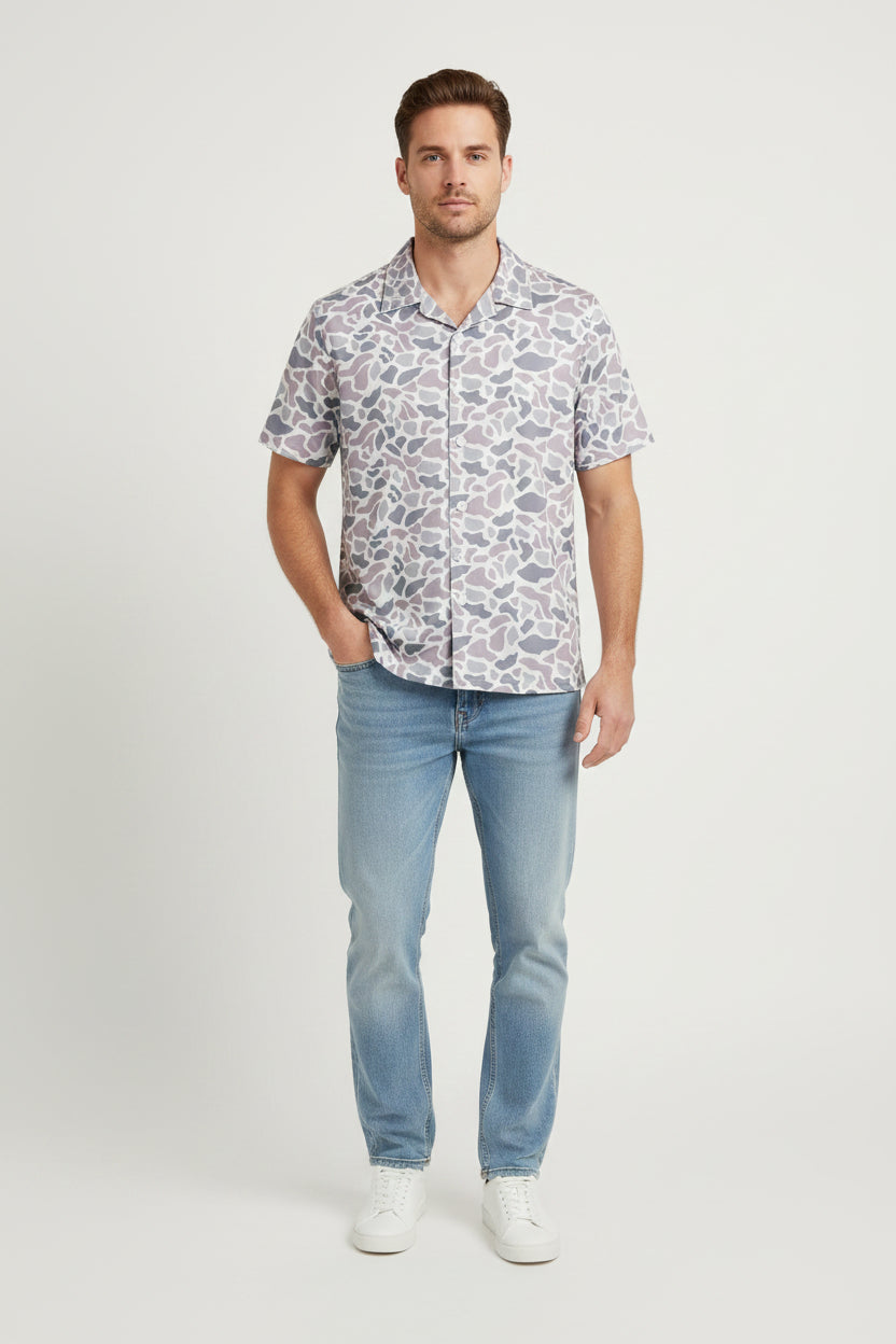 man short sleeve gray camo button down shirt adult clothes