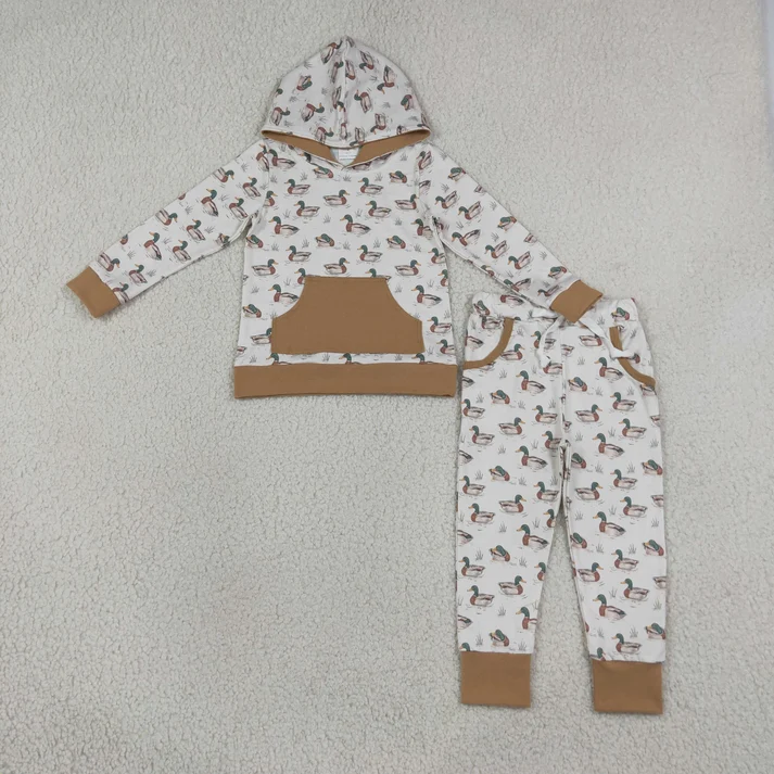 duck print hoodie joggers set fall boys outfit