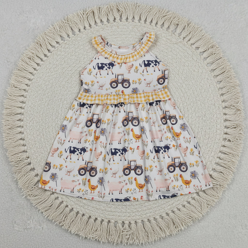 sleeveless farm animal tractor dress