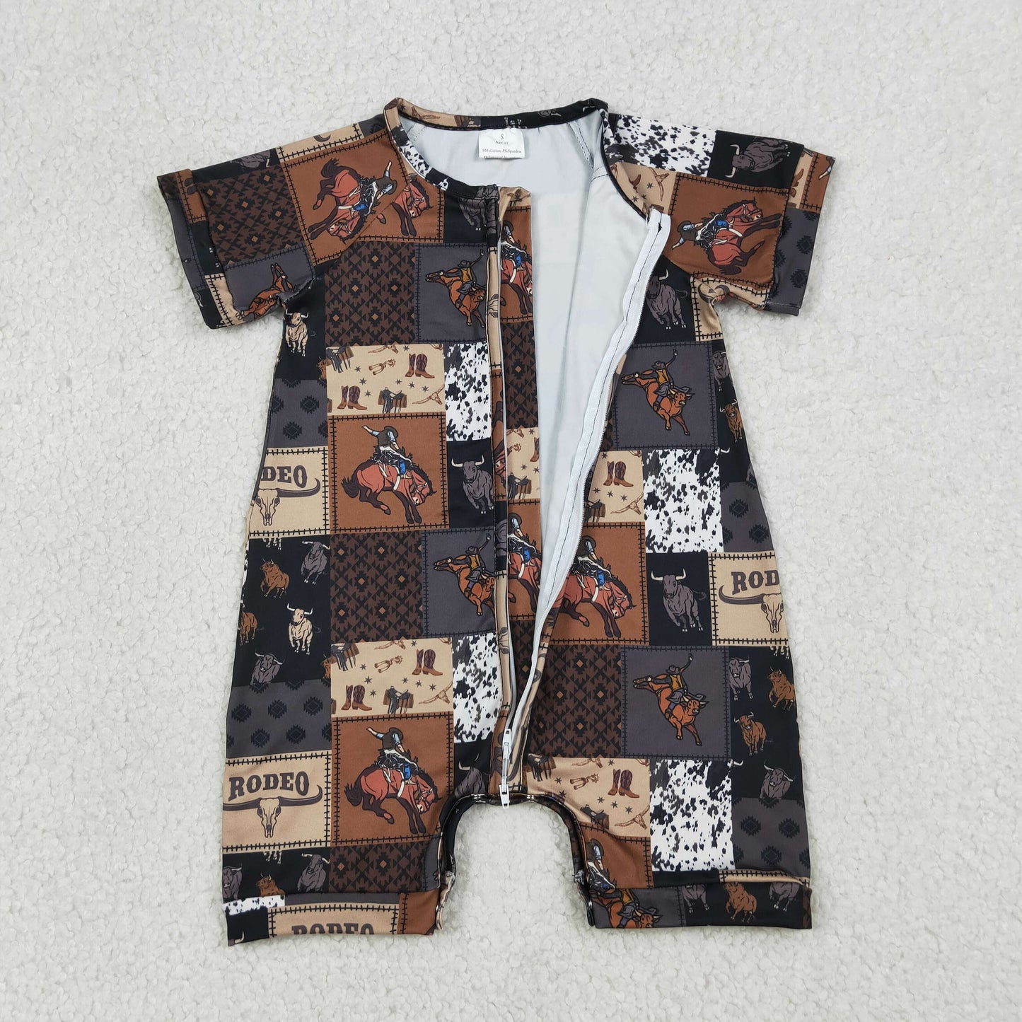 western rodeo print zipper shorties