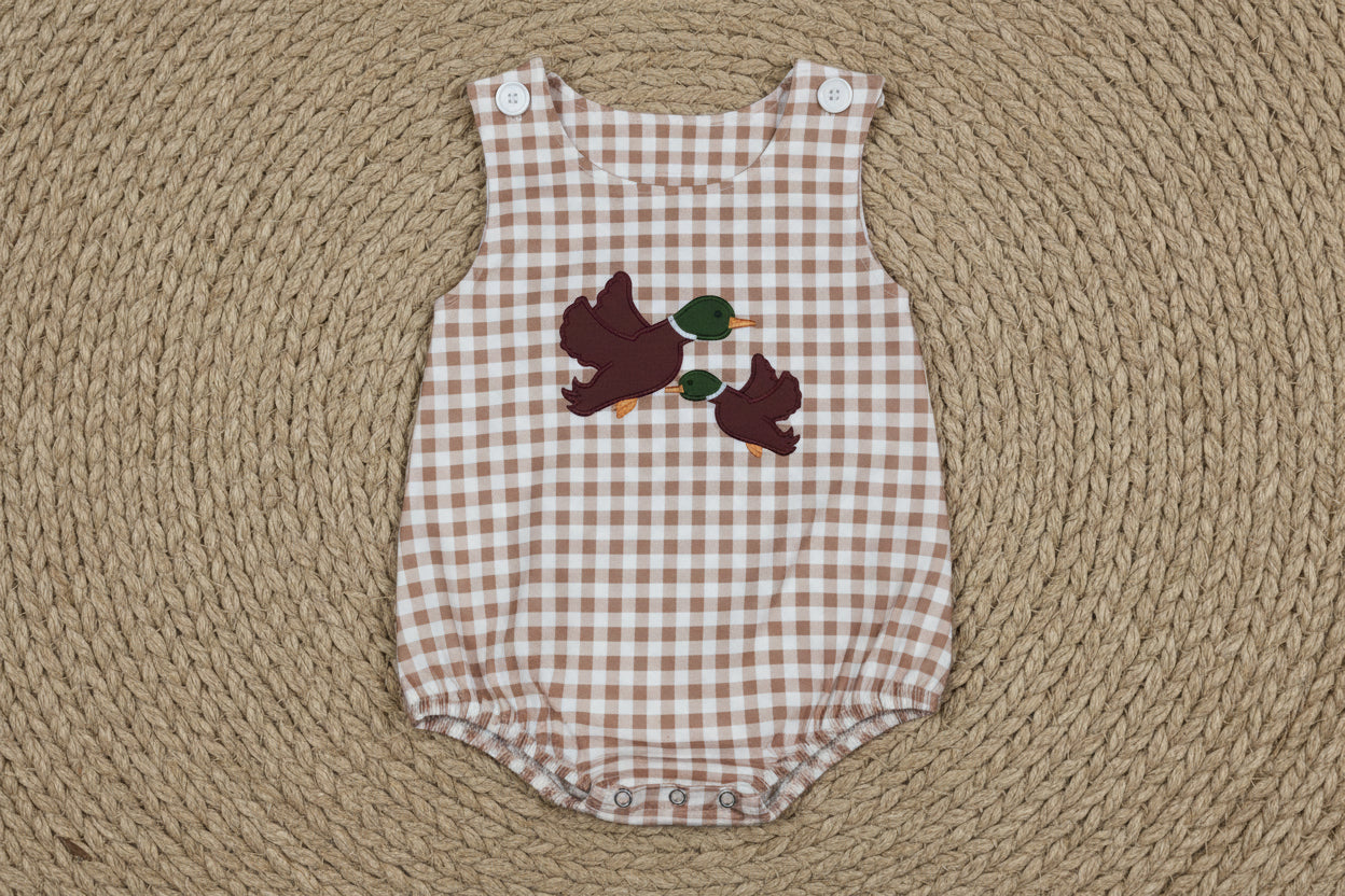SR3958 mullard embroidery plaid romper baby boy clothes